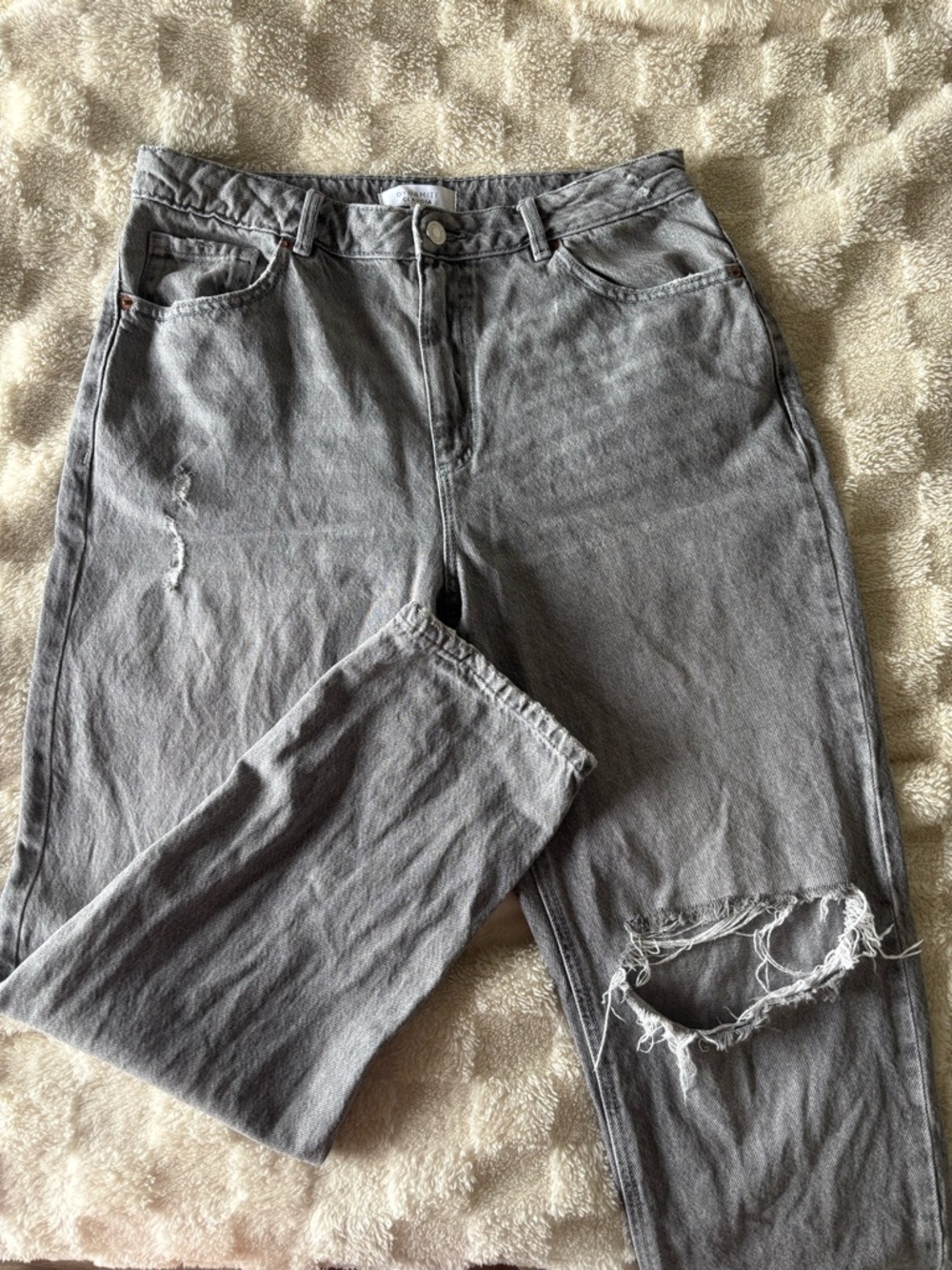 Dynamite Distressed Gray Mom Jeans